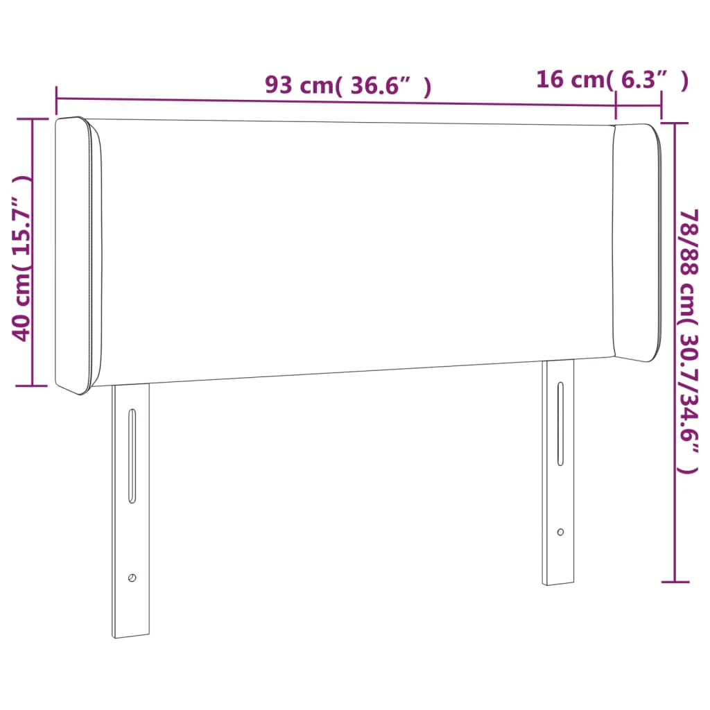 sengegavl med LED-lys 93x16x78/88 cm kunstlæder grå - Image 6