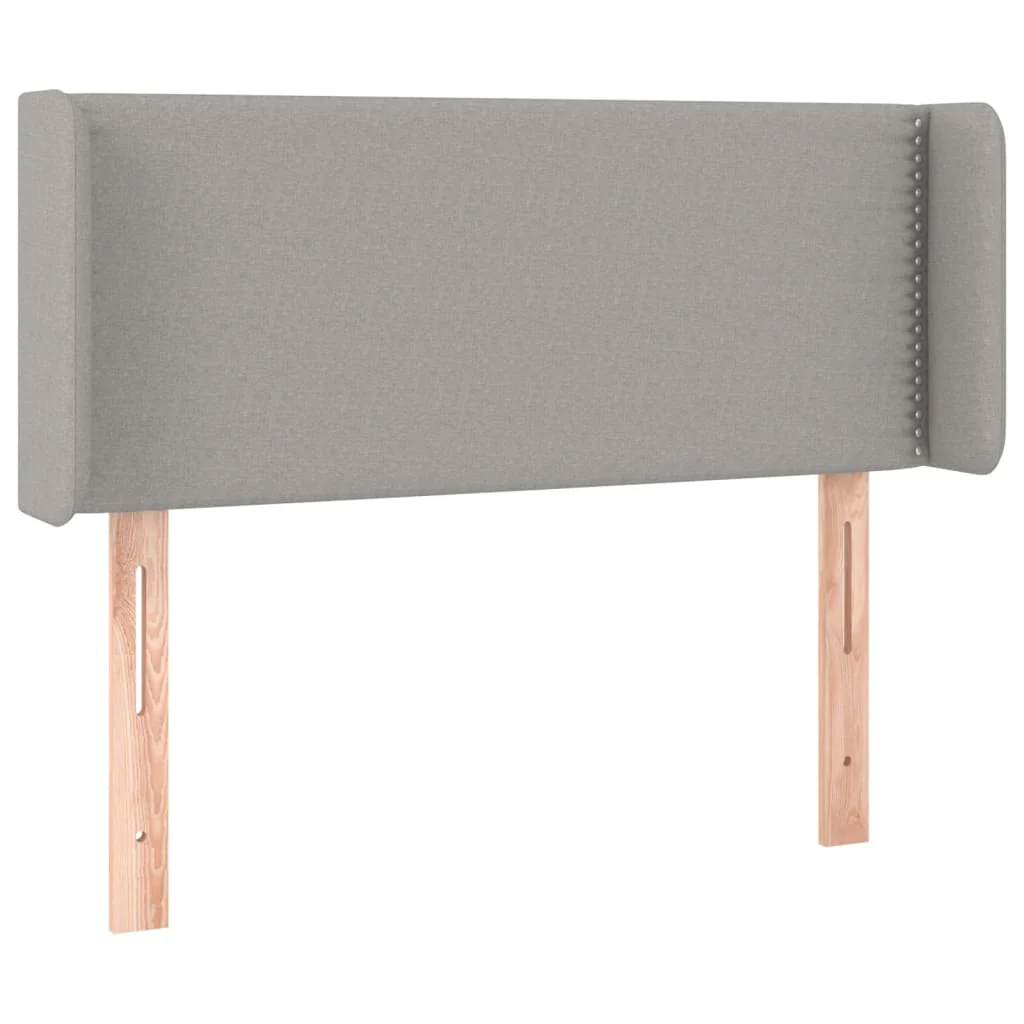 sengegavl med LED-lys 93x16x78/88 cm stof lysegrå - Image 3