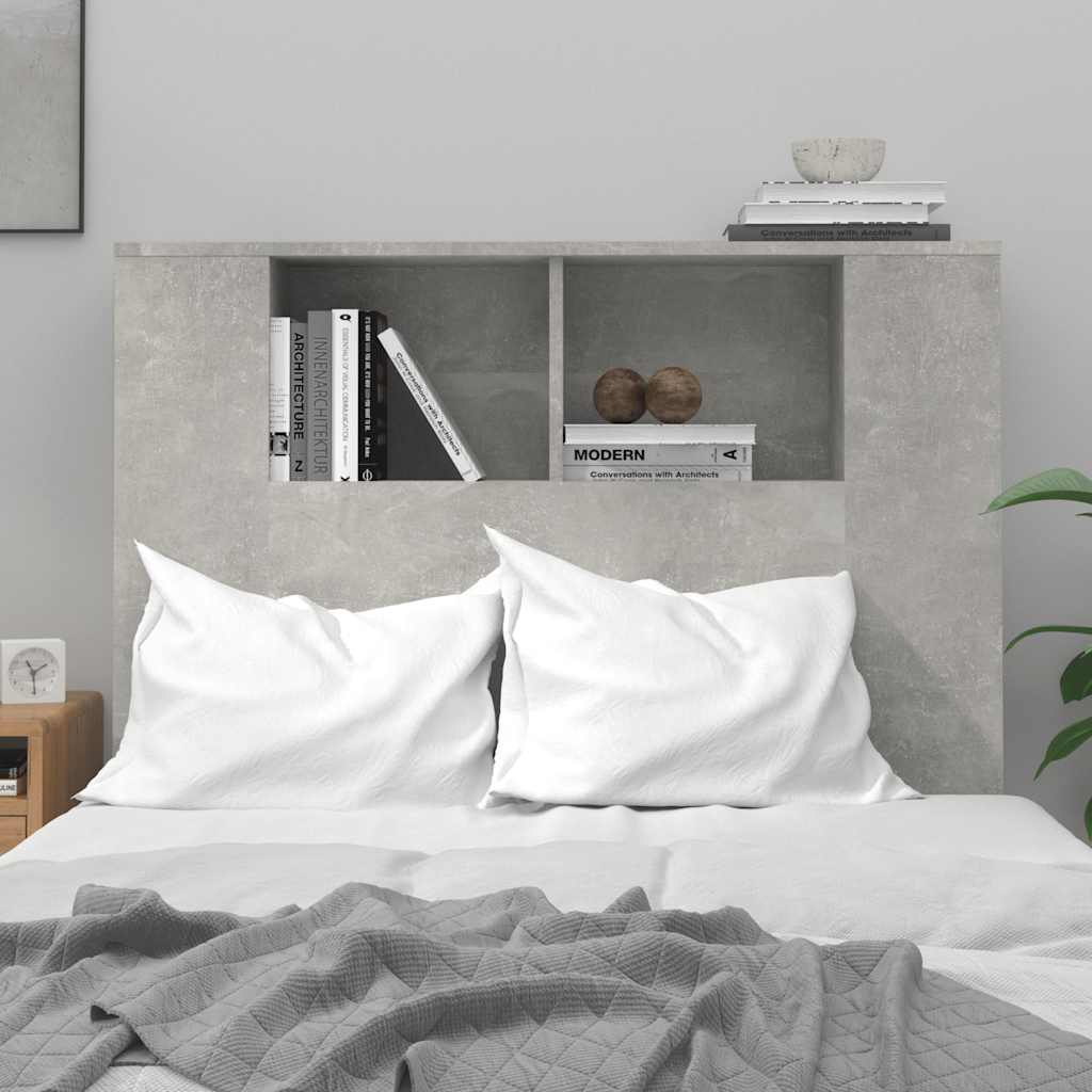sengegavl med opbevaring 100x18,5x102,5 cm betongrå - Image 3