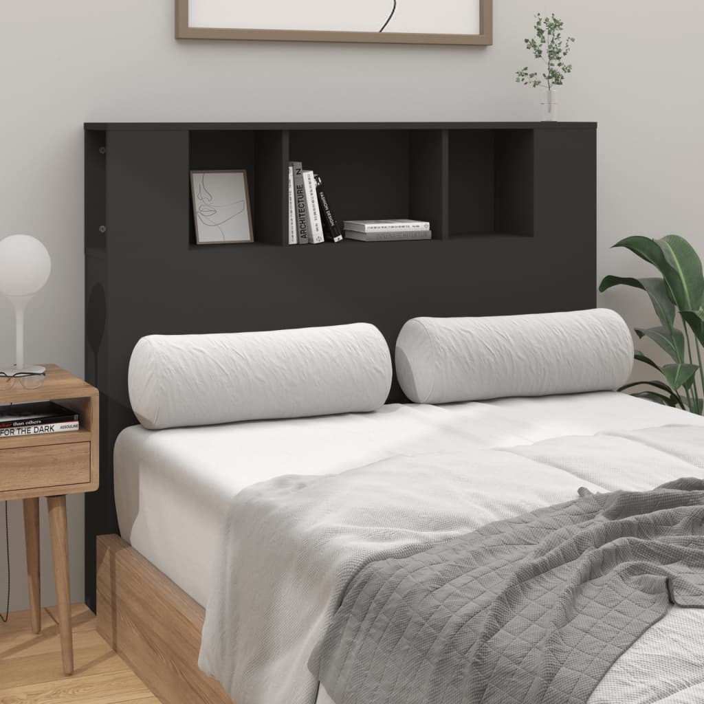 sengegavl med opbevaring 120x18,5x102,5 cm sort - Image 3
