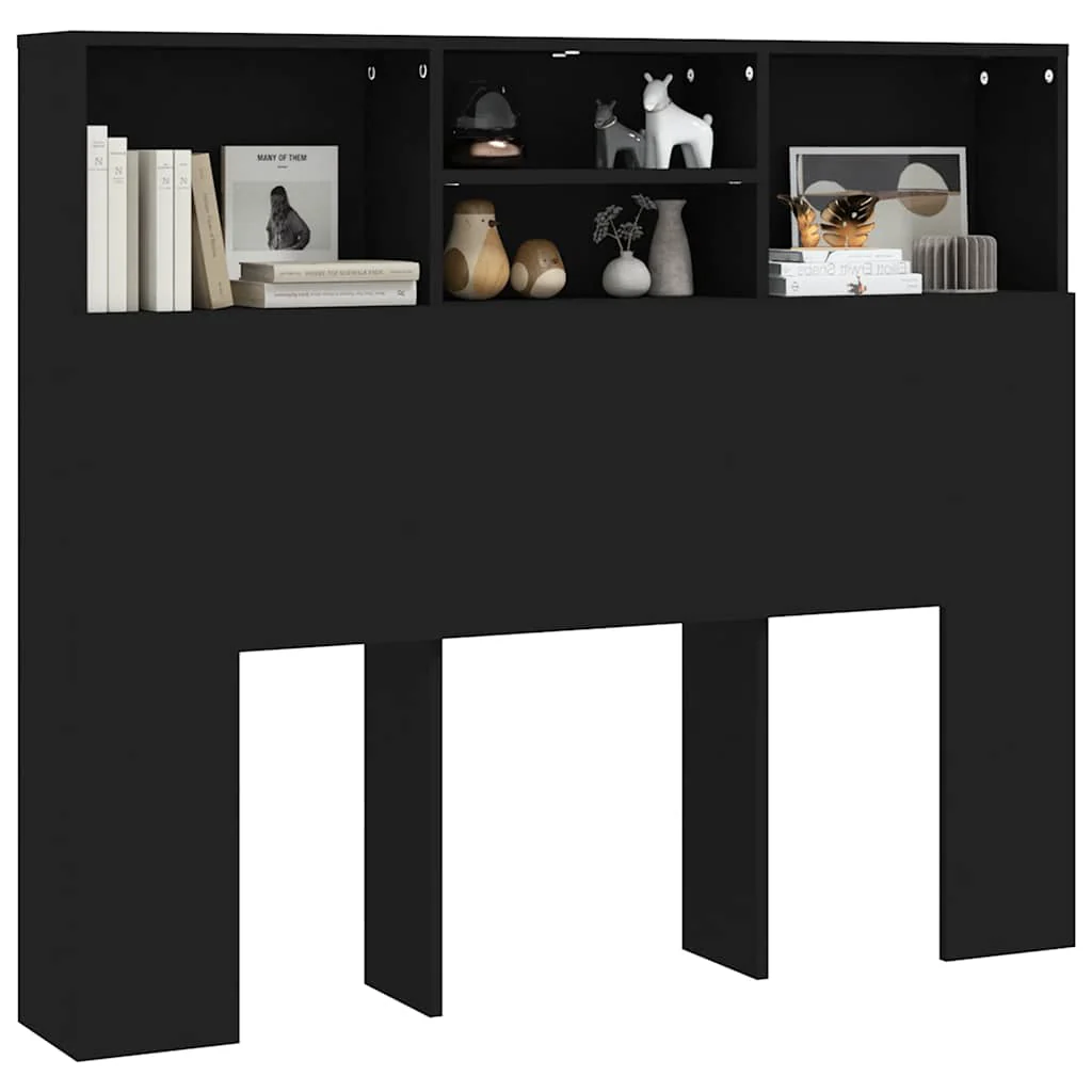 sengegavl med opbevaring 120x19x103,5 cm sort - Image 4