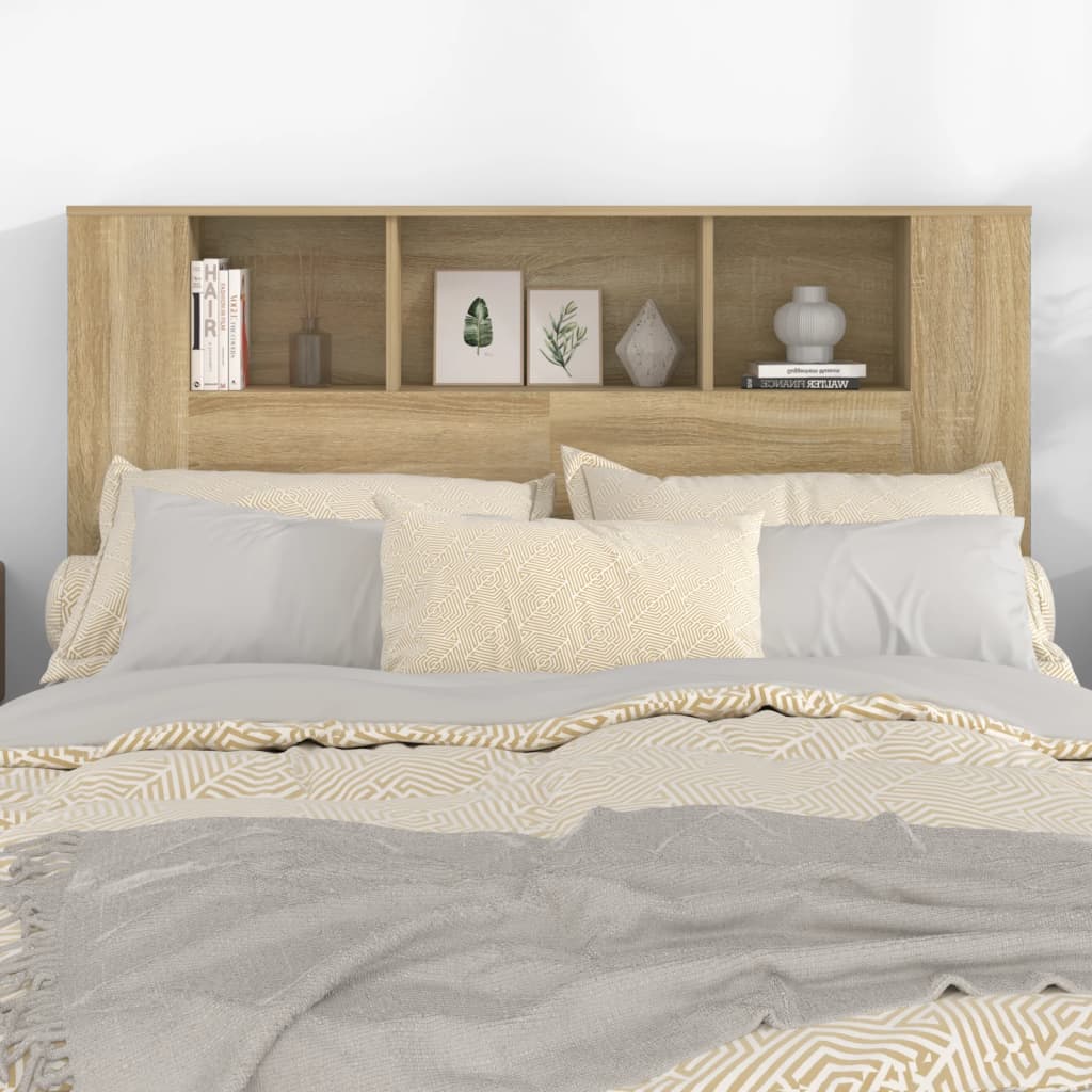 sengegavl med opbevaring 140x18,5x104,5 cm sonoma-eg - Image 5