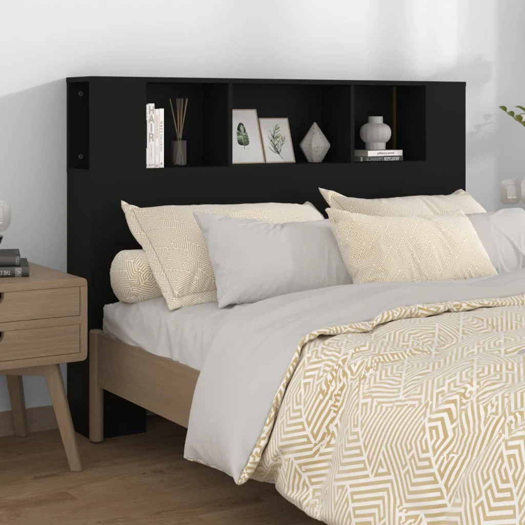 sengegavl med opbevaring 140x18,5x104,5 cm sort