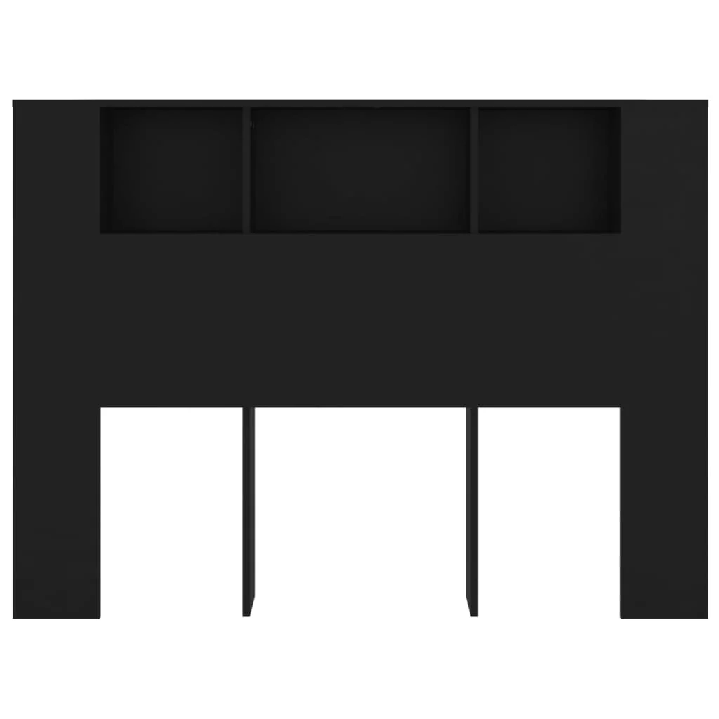 sengegavl med opbevaring 140x18,5x104,5 cm sort - Image 3