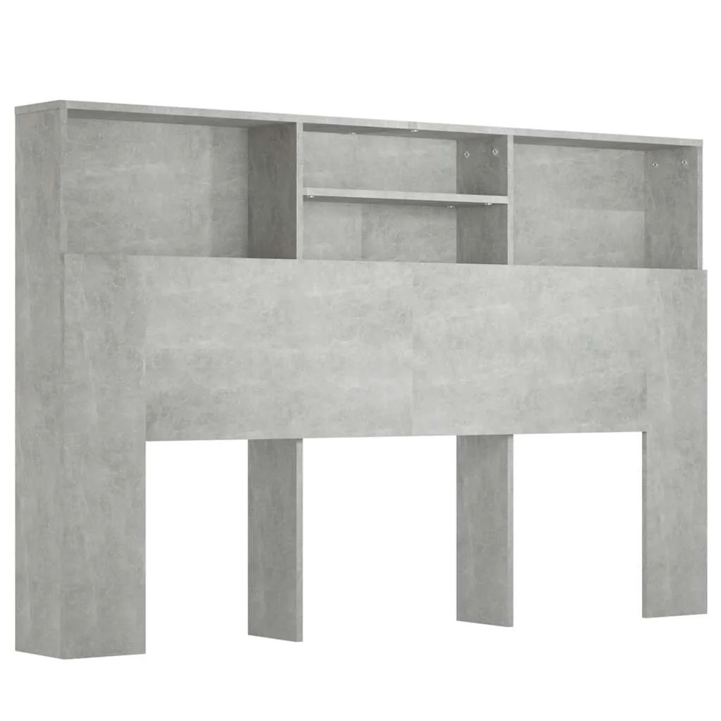 sengegavl med opbevaring 160x19x103,5 cm betongrå - Image 2
