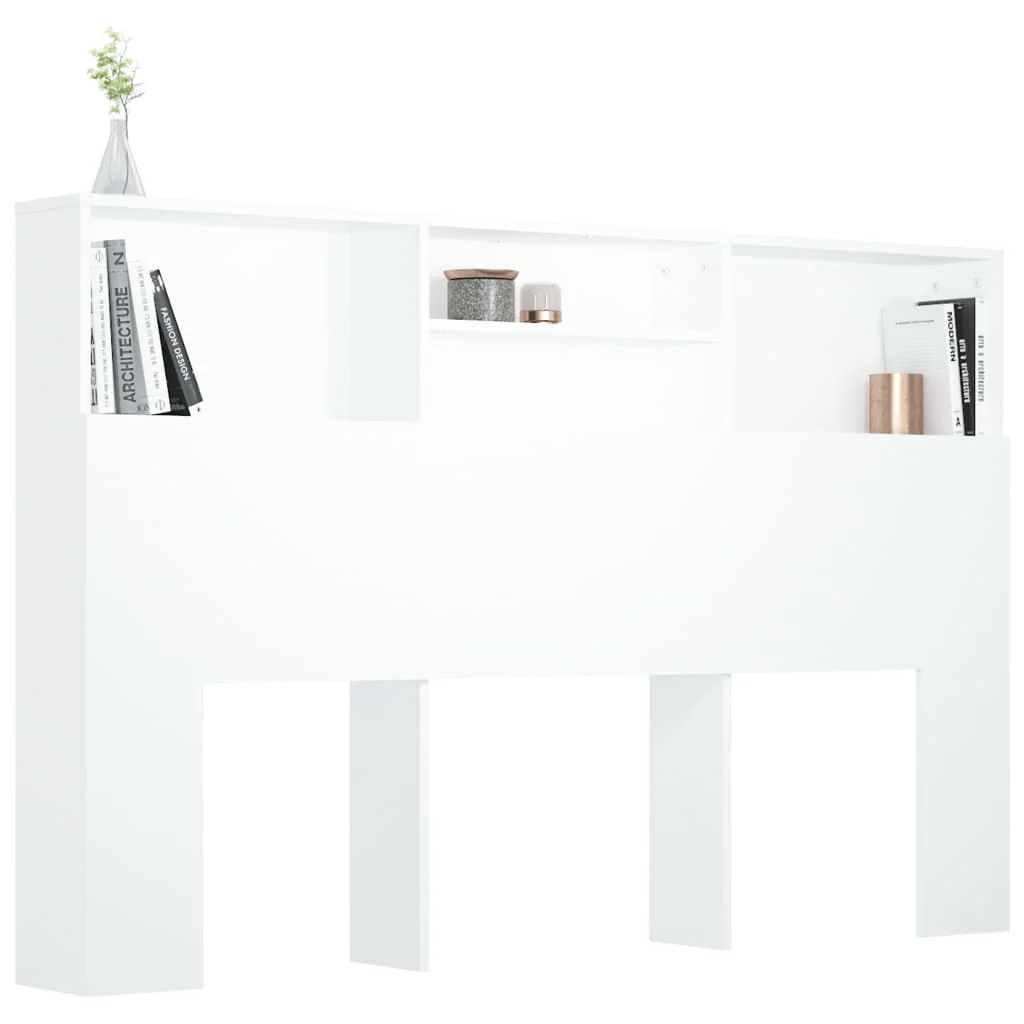 sengegavl med opbevaring 160x19x103,5 cm hvid - Image 4