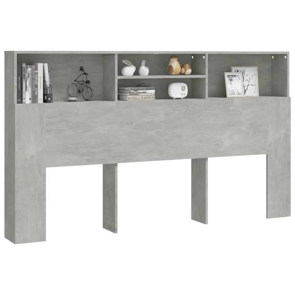 sengegavl med opbevaring 180x19x103,5 cm betongrå - Image 5