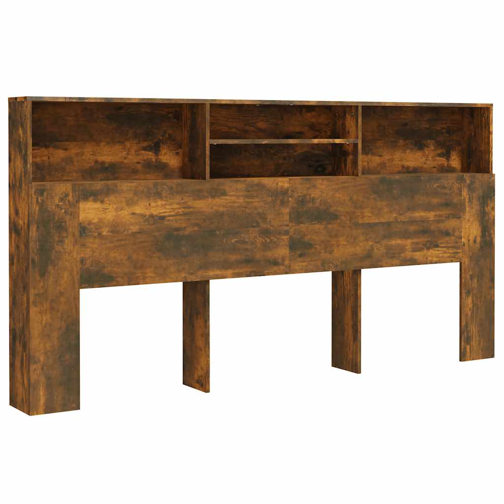 sengegavl med opbevaring 200x19x103,5 cm røget egetræsfarve - Image 2