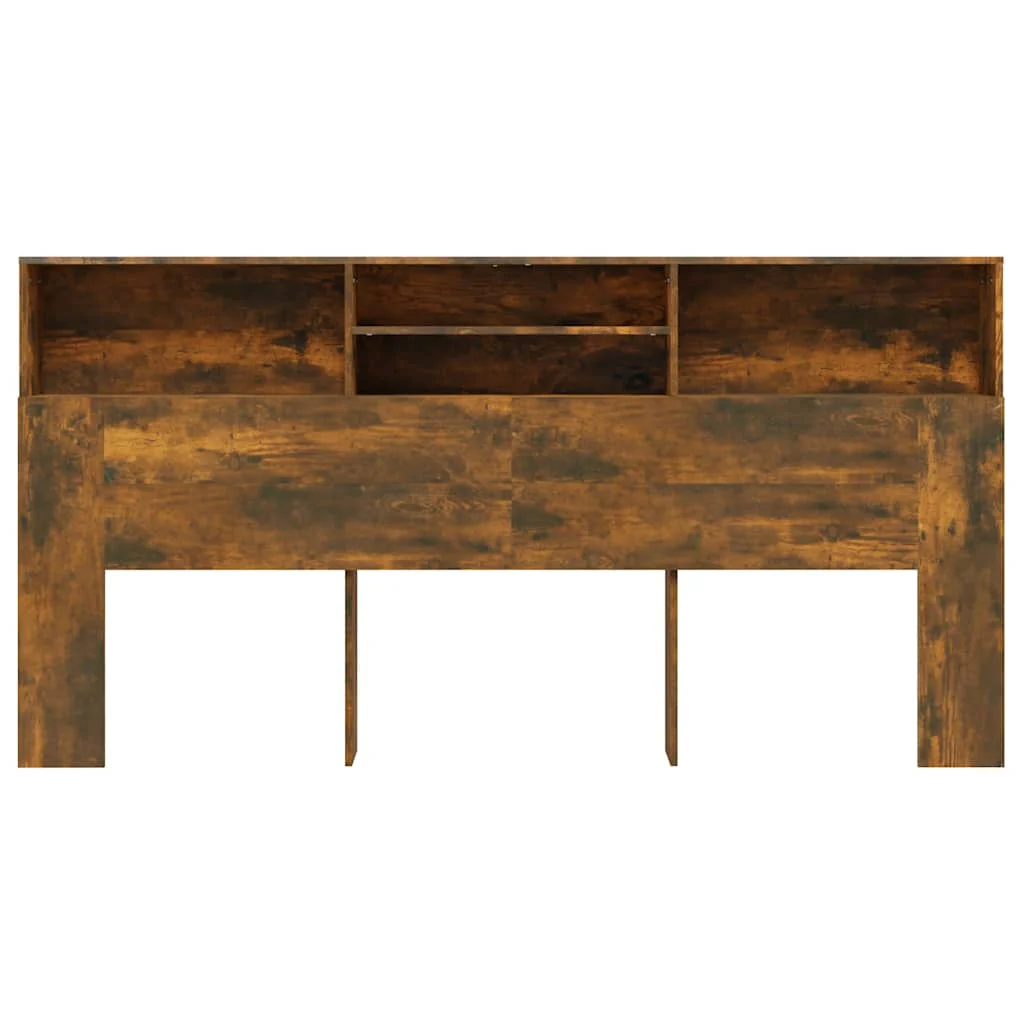 sengegavl med opbevaring 200x19x103,5 cm røget egetræsfarve - Image 3