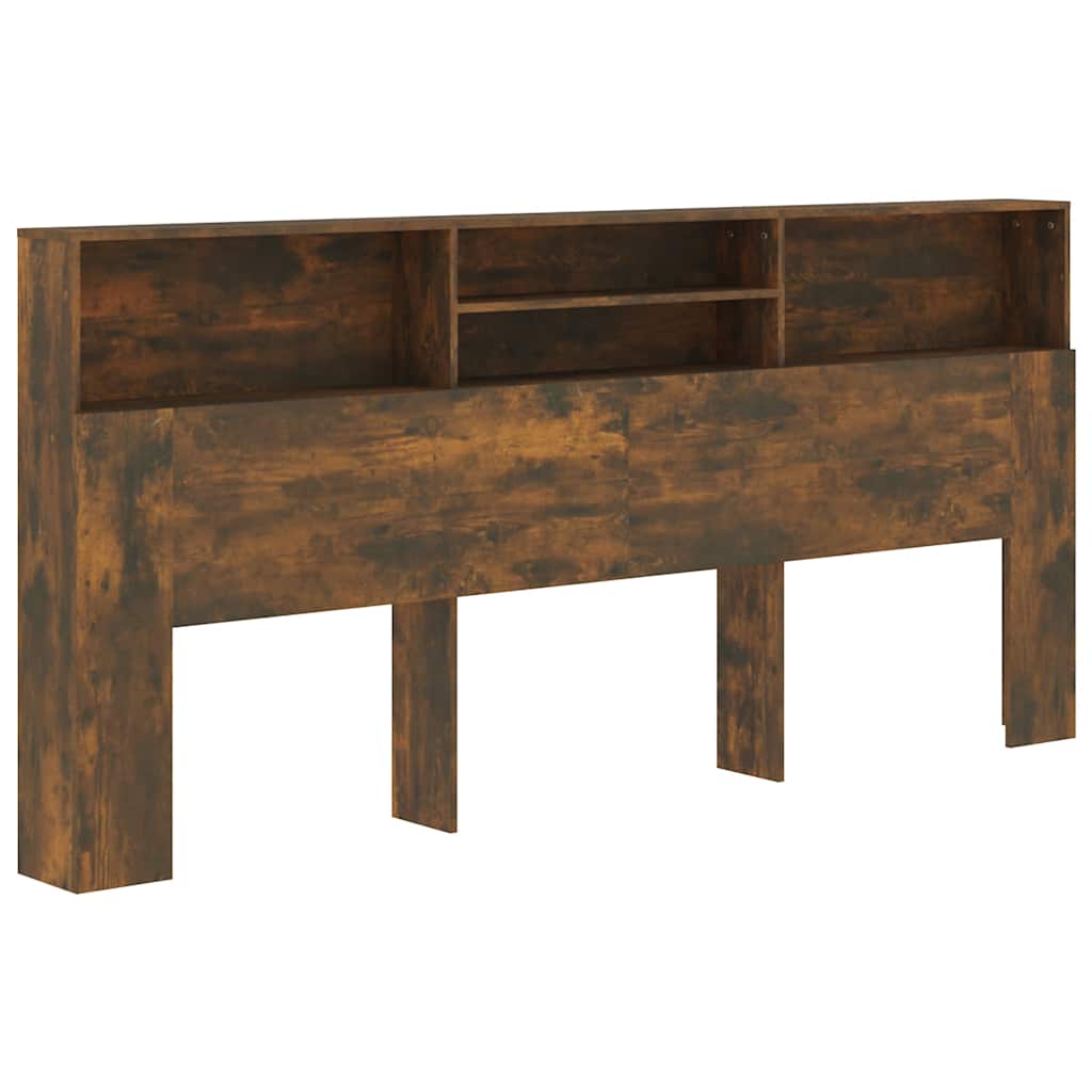 sengegavl med opbevaring 220x19x103,5 cm røget egetræsfarve - Image 2