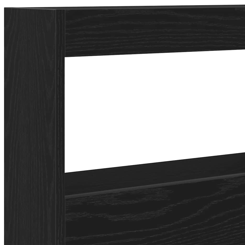 sengegavl med opbevaring og LED-lys 100x17x102 cm sort eg - Image 9