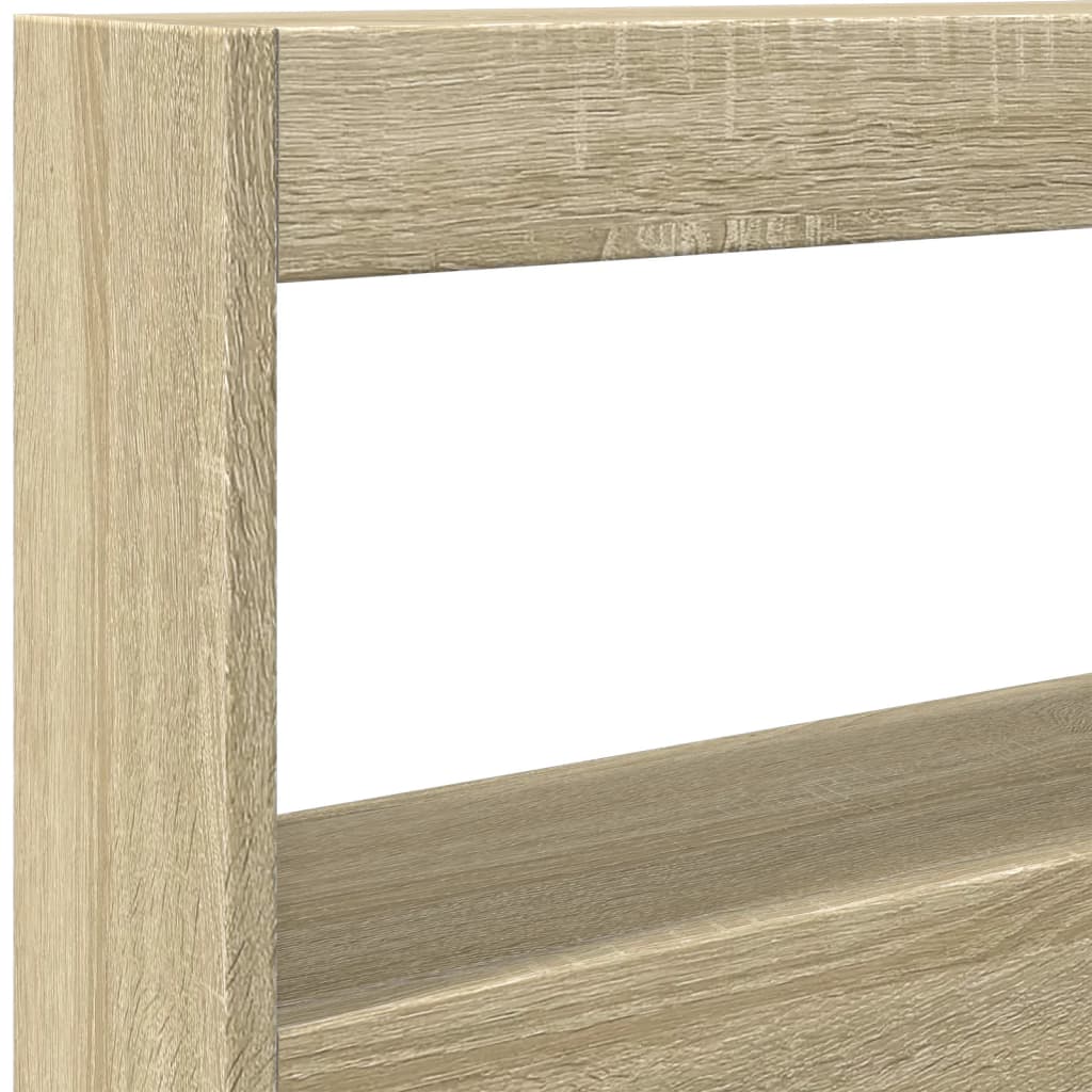 sengegavl med opbevaring og LED-lys 120x17x102 cm sonoma-eg - Image 8
