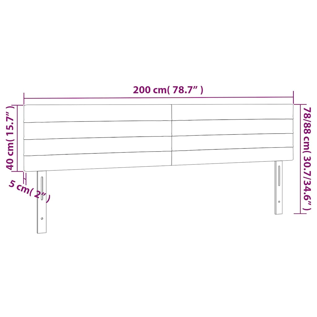 sengegavle 200x5x78/88 cm fløjl mørkeblå - Image 6