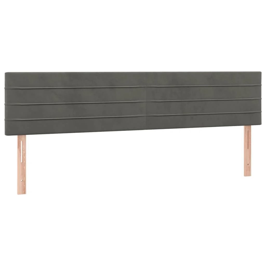 sengegavle 200x5x78/88 cm fløjl mørkegrå - Image 2
