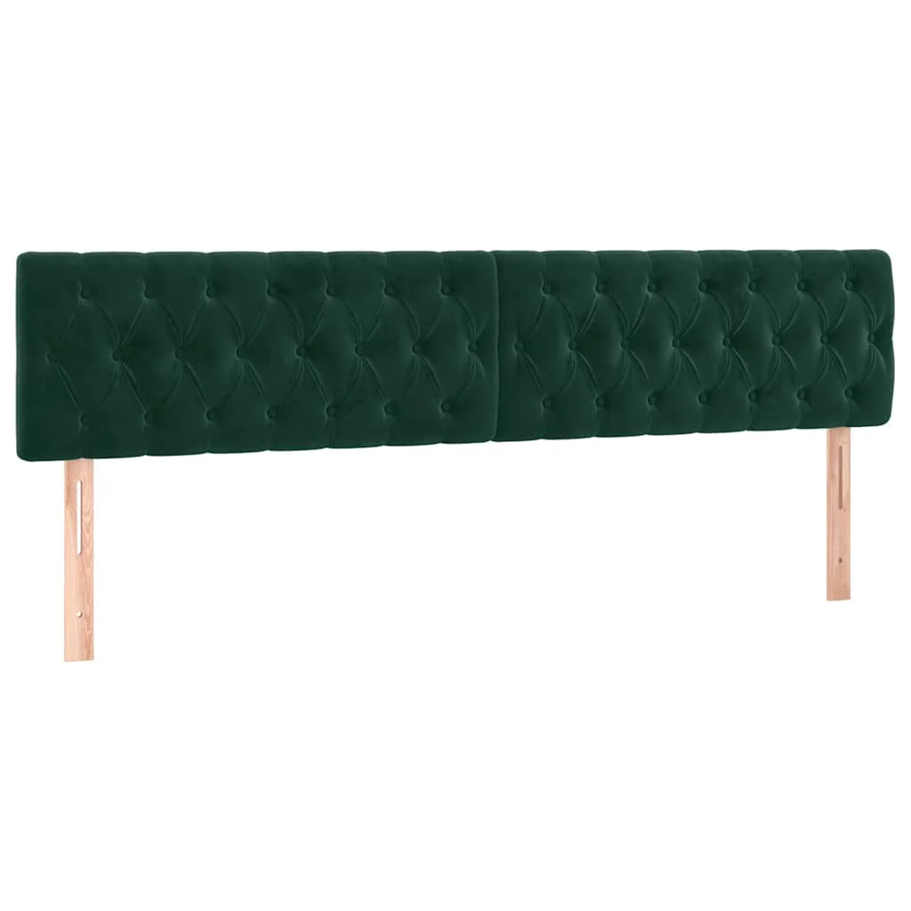 sengegavle 200x7x78/88 cm fløjl mørkegrøn - Image 2