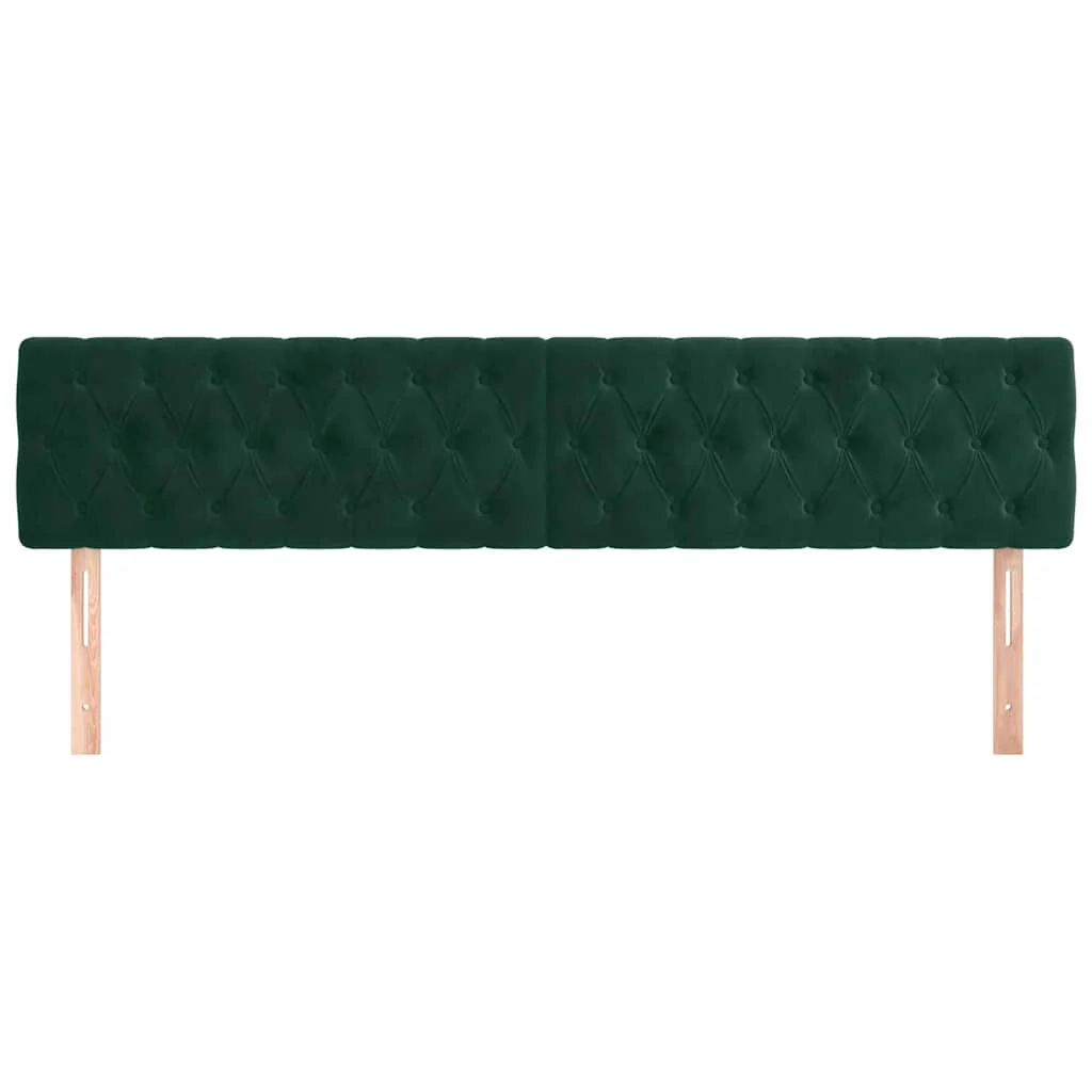 sengegavle 200x7x78/88 cm fløjl mørkegrøn - Image 3