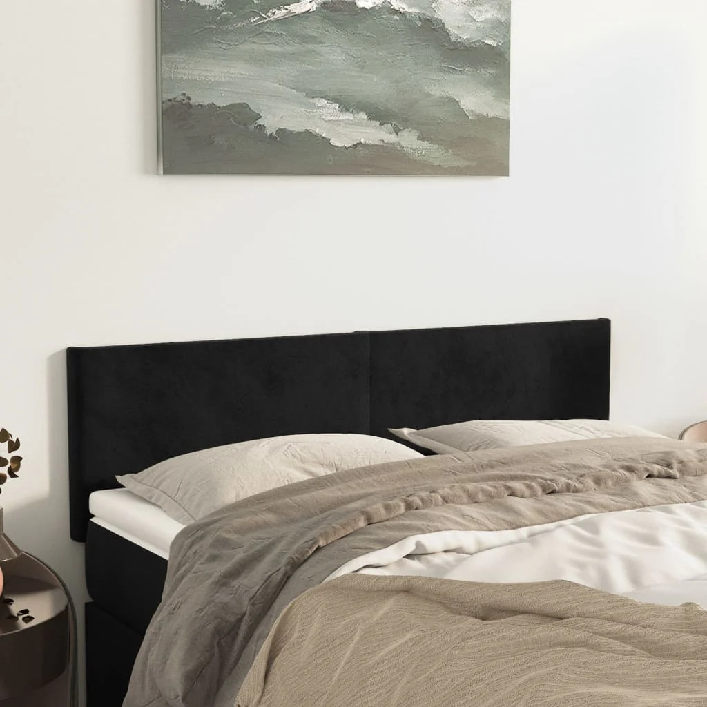 sengegavle 144x5x78/88 cm fløjl sort