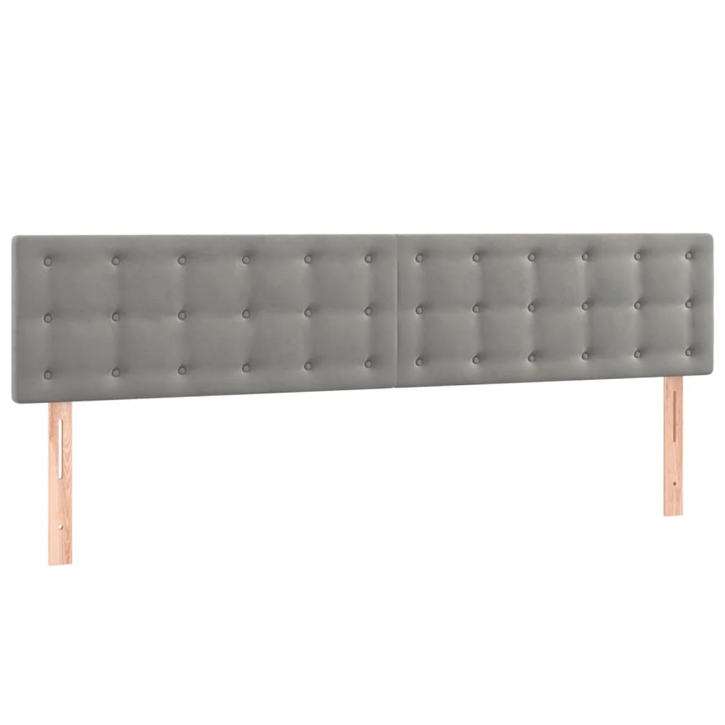 sengegavle 160x5x78/88 cm fløjl lysegrå - Image 2