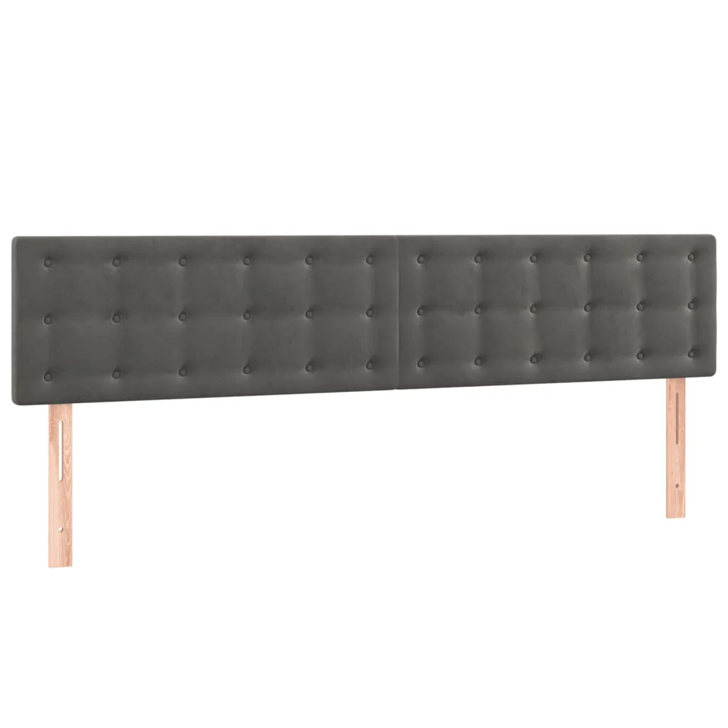 sengegavle 160x5x78/88 cm fløjl mørkegrå - Image 2