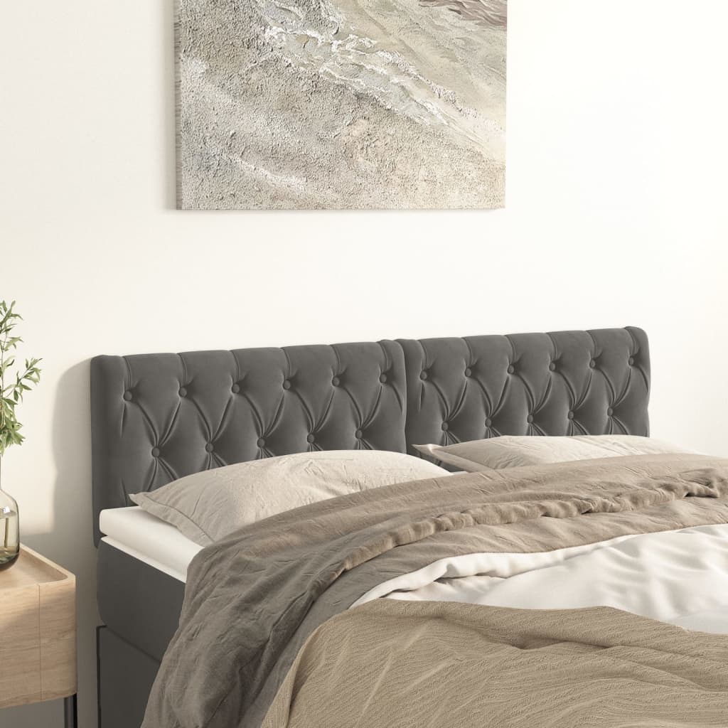 sengegavle 160x7x78/88 cm fløjl mørkegrå