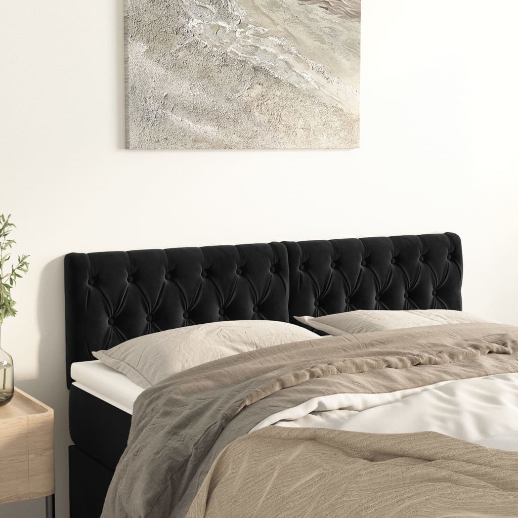sengegavle 160x7x78/88 cm fløjl sort