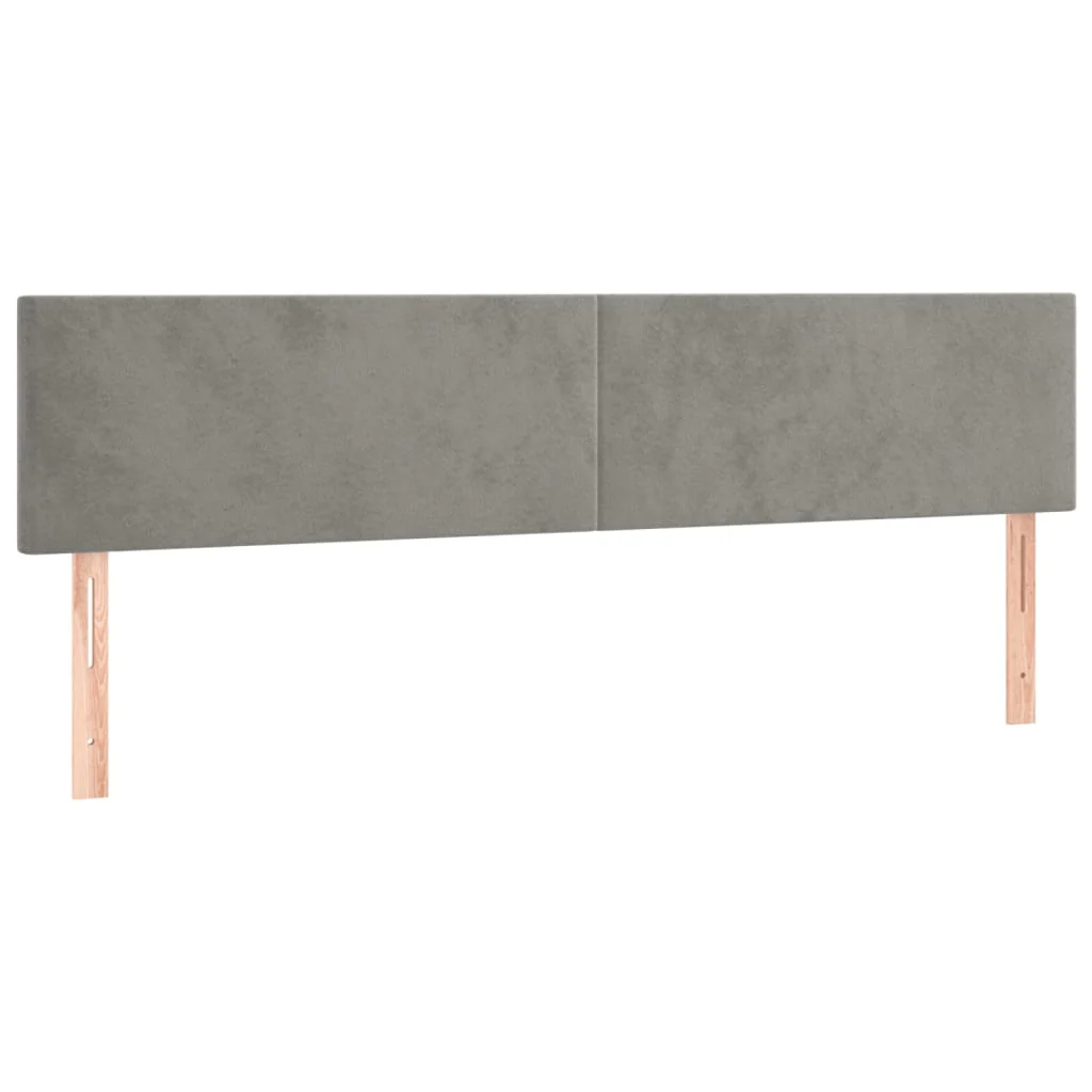 sengegavle 180x5x78/88 cm fløjl lysegrå - Image 2