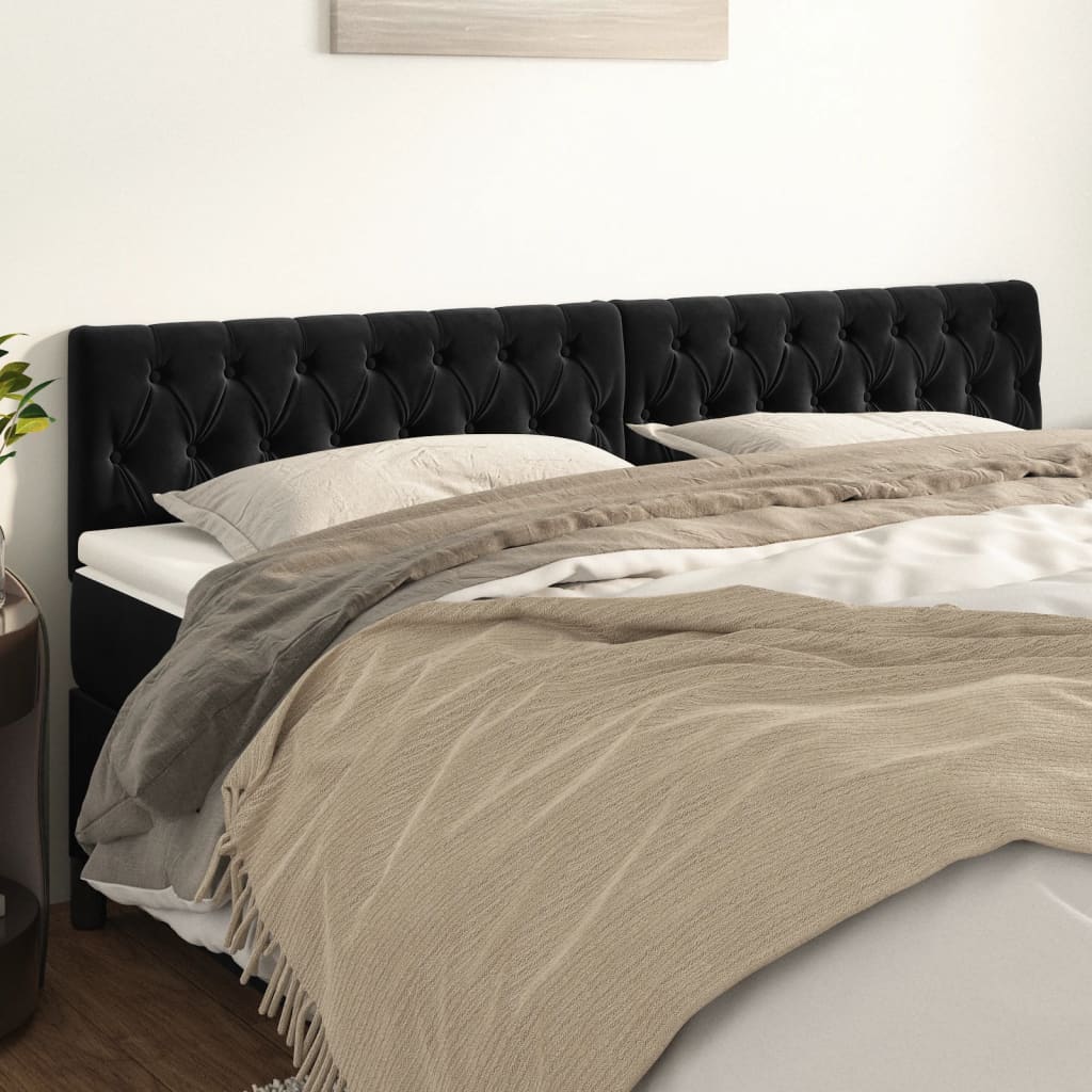 sengegavle 180x7x78/88 cm fløjl sort