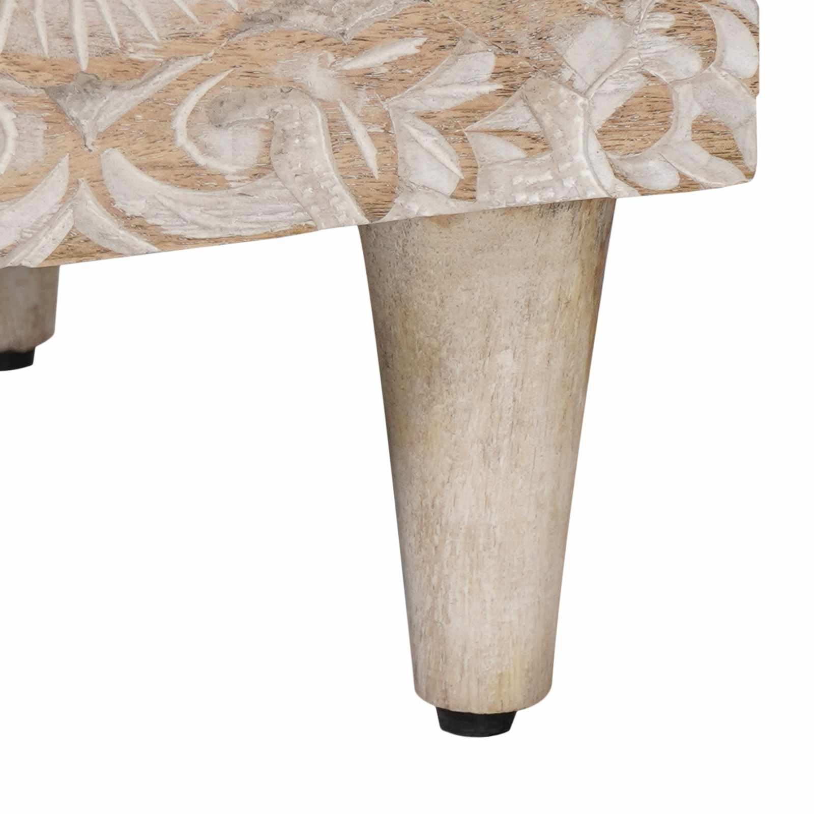 Sengekabinett med skuffe Hvid 50 x 33 x 60 cm Massivt mangotræ - Image 8