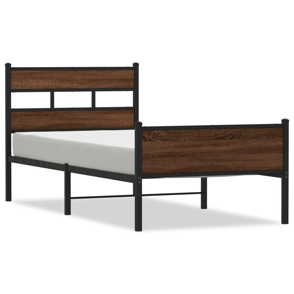 sengeramme 100x190 cm uden madras konstrueret træ brunt eg - Image 2