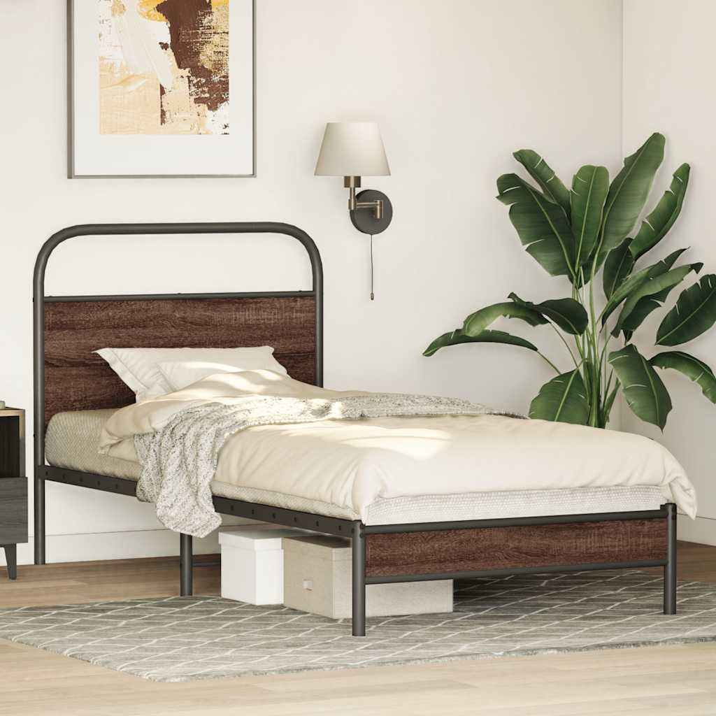 sengeramme 100x190 cm uden madras konstrueret træ brunt eg - Image 4