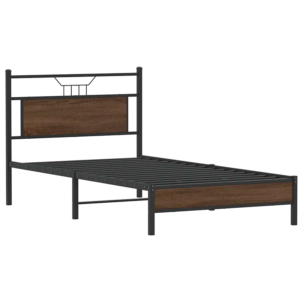 sengeramme 100x190 cm uden madras konstrueret træ brunt eg - Image 3