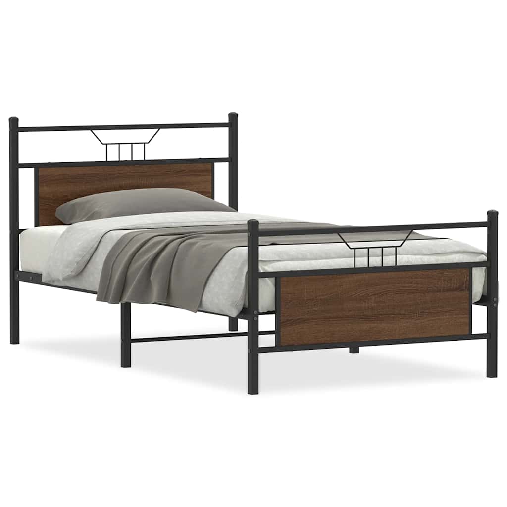 sengeramme 100x190 cm uden madras konstrueret træ brunt eg - Image 2