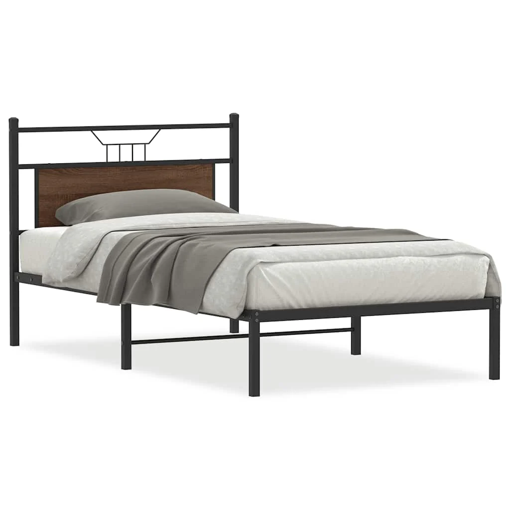 sengeramme 100x190 cm uden madras konstrueret træ brunt eg - Image 2