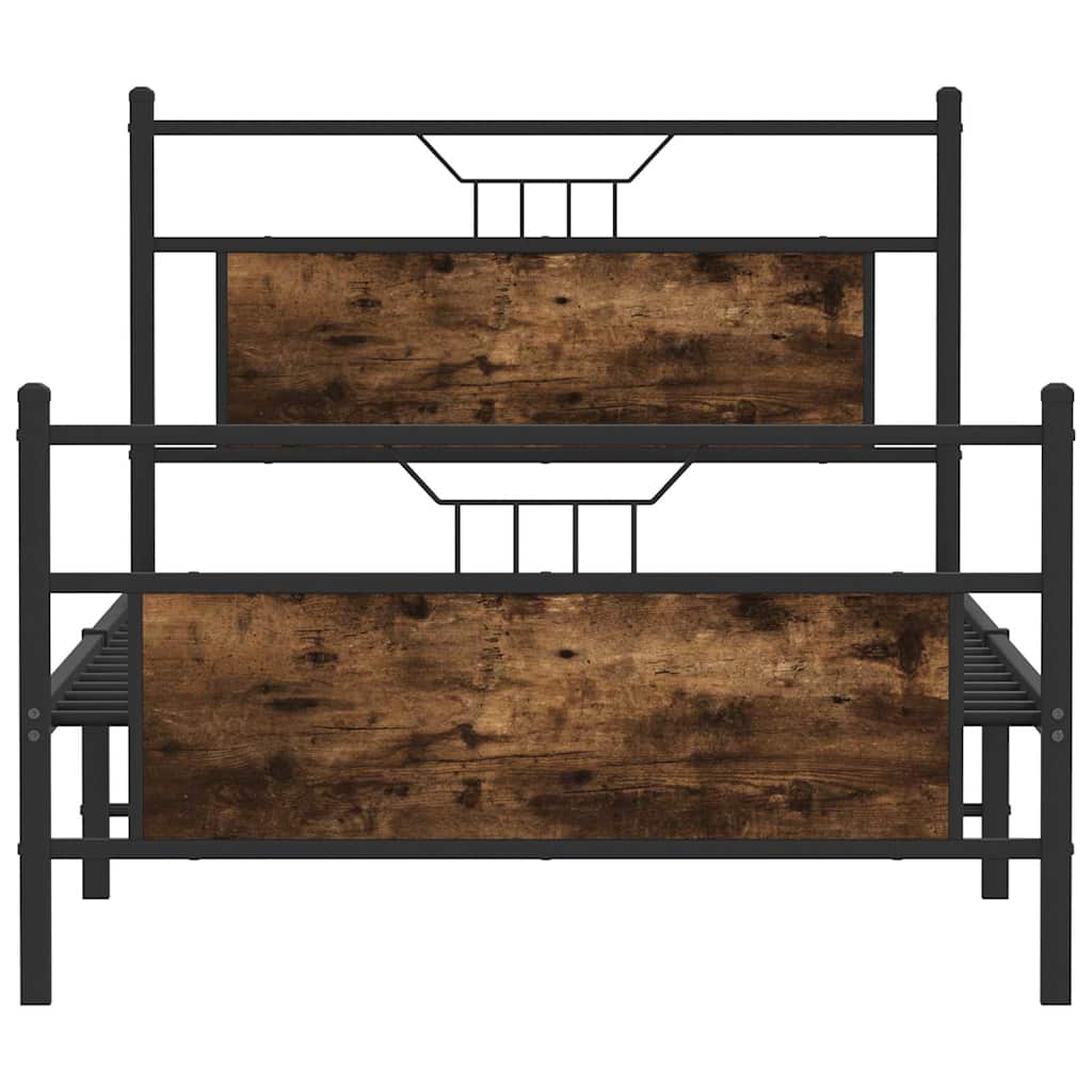 sengeramme 100x190 cm uden madras konstrueret træ røget eg - Image 6