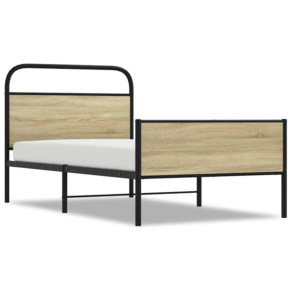 sengeramme 100x190 cm uden madras konstrueret træ sonoma-eg - Image 2