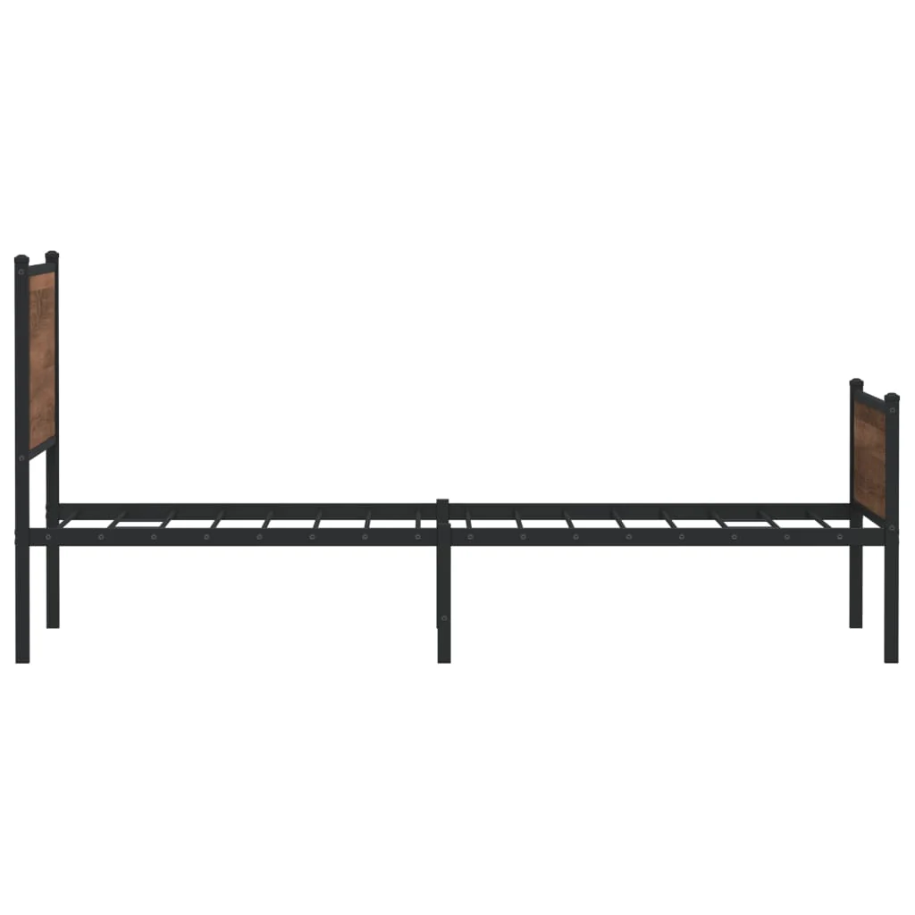 sengeramme 100x190 cm uden madras metal brun egetræsfarve - Image 6