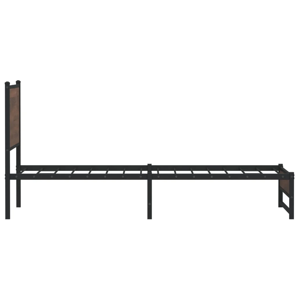 sengeramme 100x190 cm uden madras metal brun egetræsfarve - Image 6