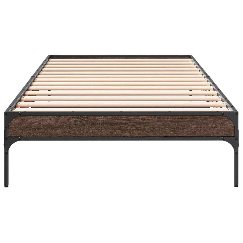 sengeramme 100x200 cm konstrueret træ og metal brunt egetræ - Image 4