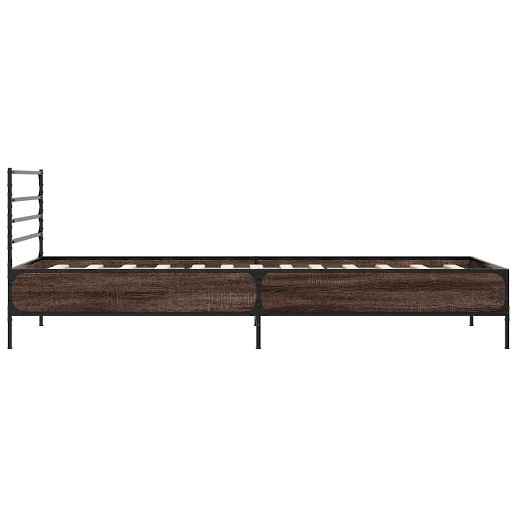 sengeramme 100x200 cm konstrueret træ og metal brunt egetræ - Image 5