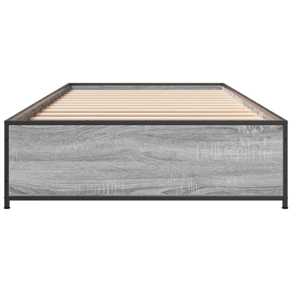 sengeramme 100x200 cm konstrueret træ og metal grå sonoma-eg - Image 4