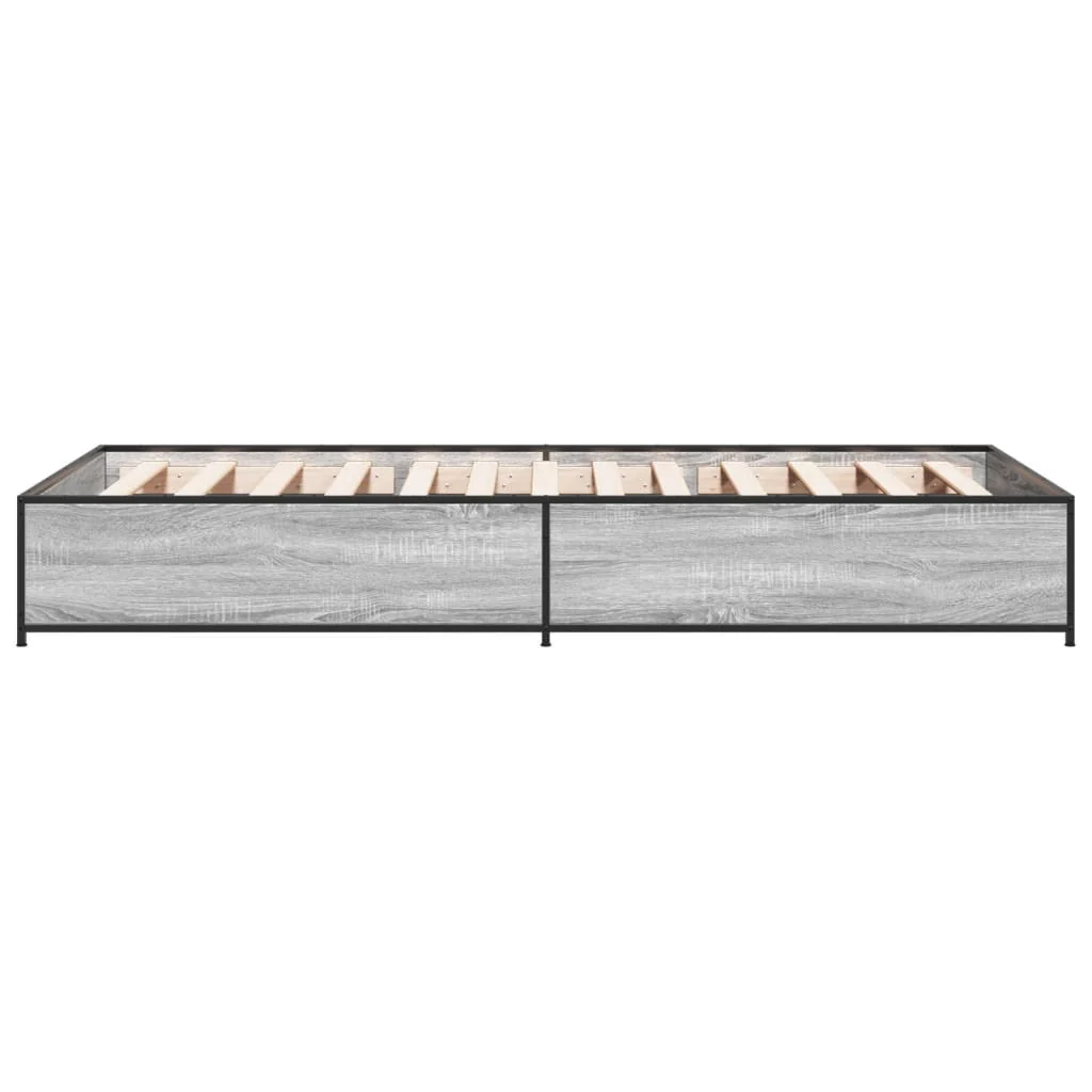 sengeramme 100x200 cm konstrueret træ og metal grå sonoma-eg - Image 5
