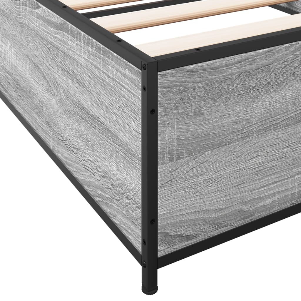 sengeramme 100x200 cm konstrueret træ og metal grå sonoma-eg - Image 7