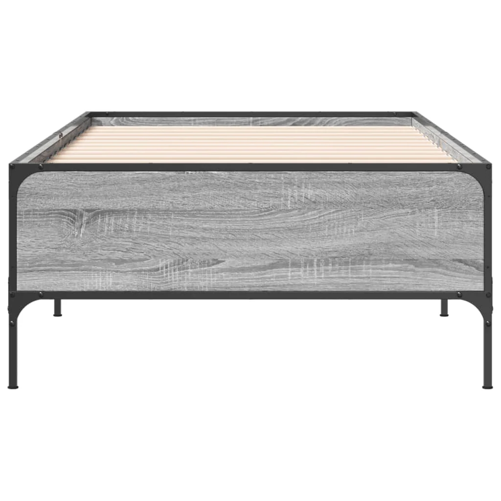 sengeramme 100x200 cm konstrueret træ og metal grå sonoma-eg - Image 4