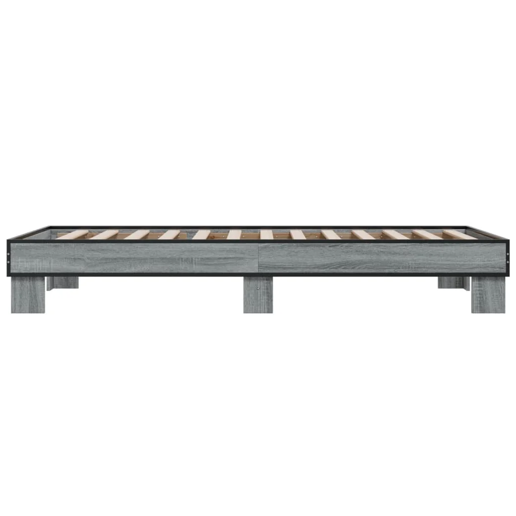 sengeramme 100x200 cm konstrueret træ og metal grå sonoma-eg - Image 5