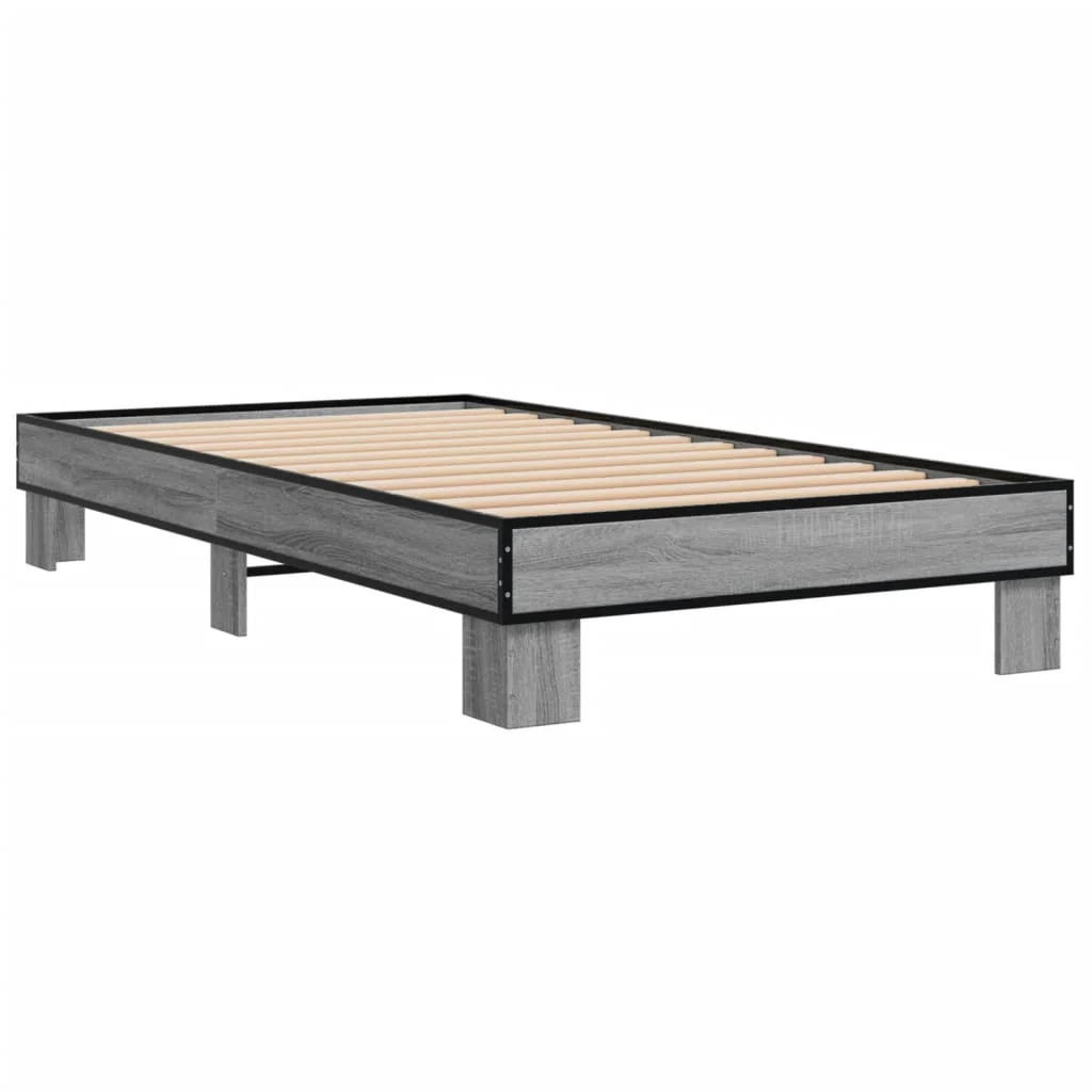 sengeramme 100x200 cm konstrueret træ og metal grå sonoma-eg - Image 6