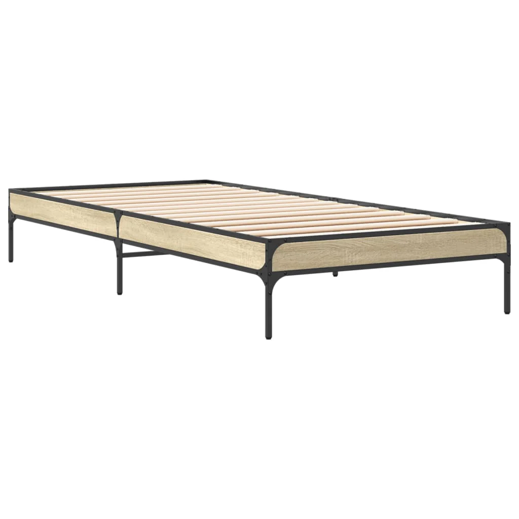 sengeramme 100x200 cm konstrueret træ og metal sonoma-eg - Image 3