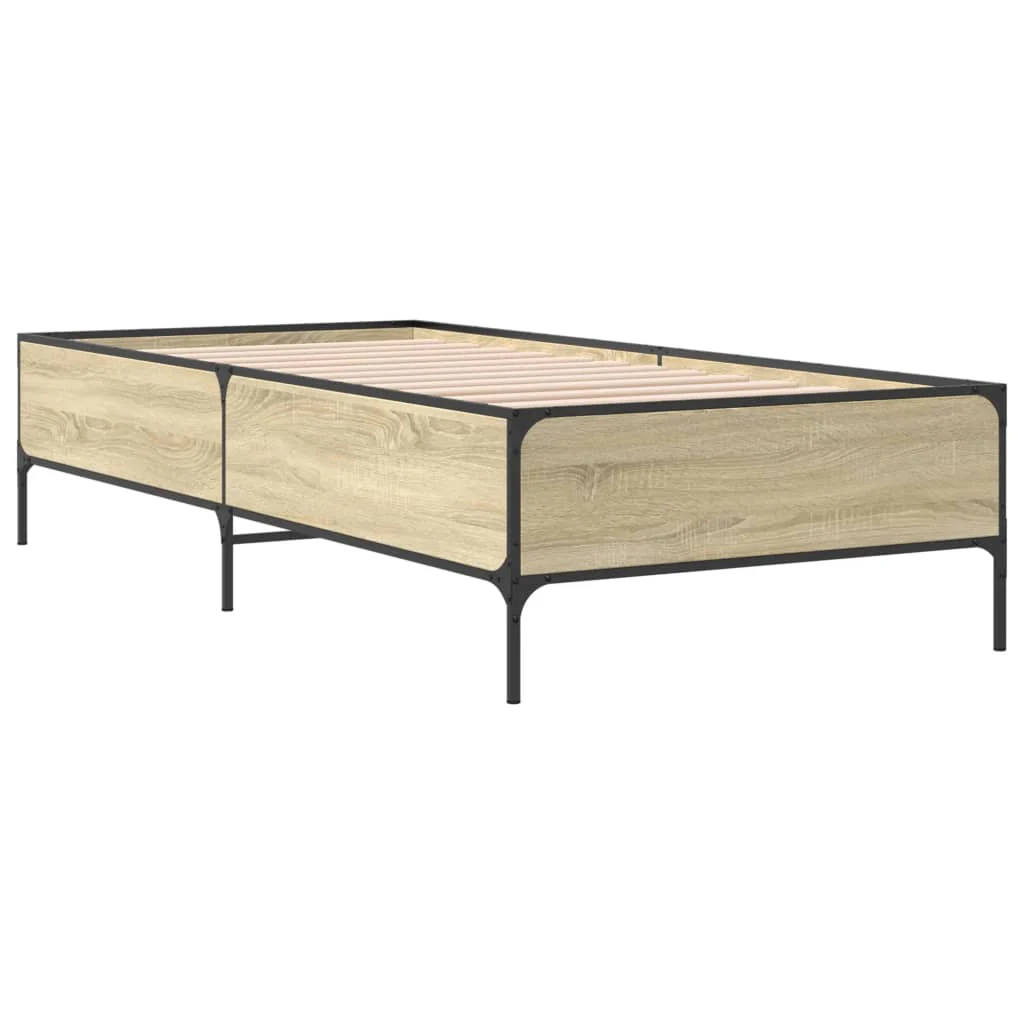 sengeramme 100x200 cm konstrueret træ og metal sonoma-eg - Image 3