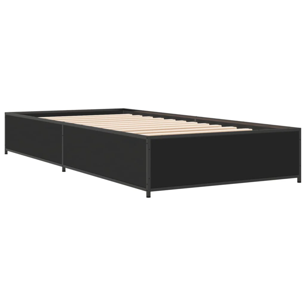 sengeramme 100x200 cm konstrueret træ og metal sort - Image 6