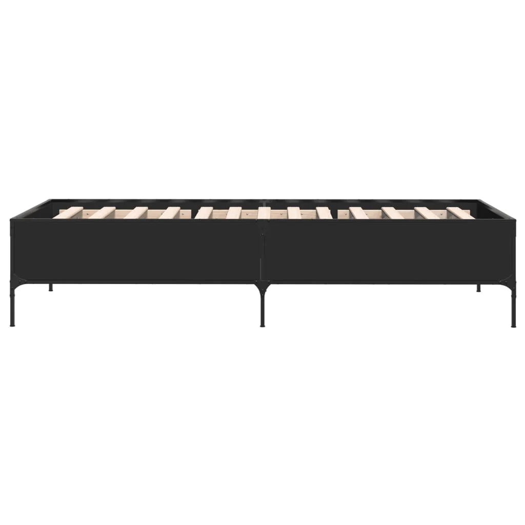 sengeramme 100x200 cm konstrueret træ og metal sort - Image 5