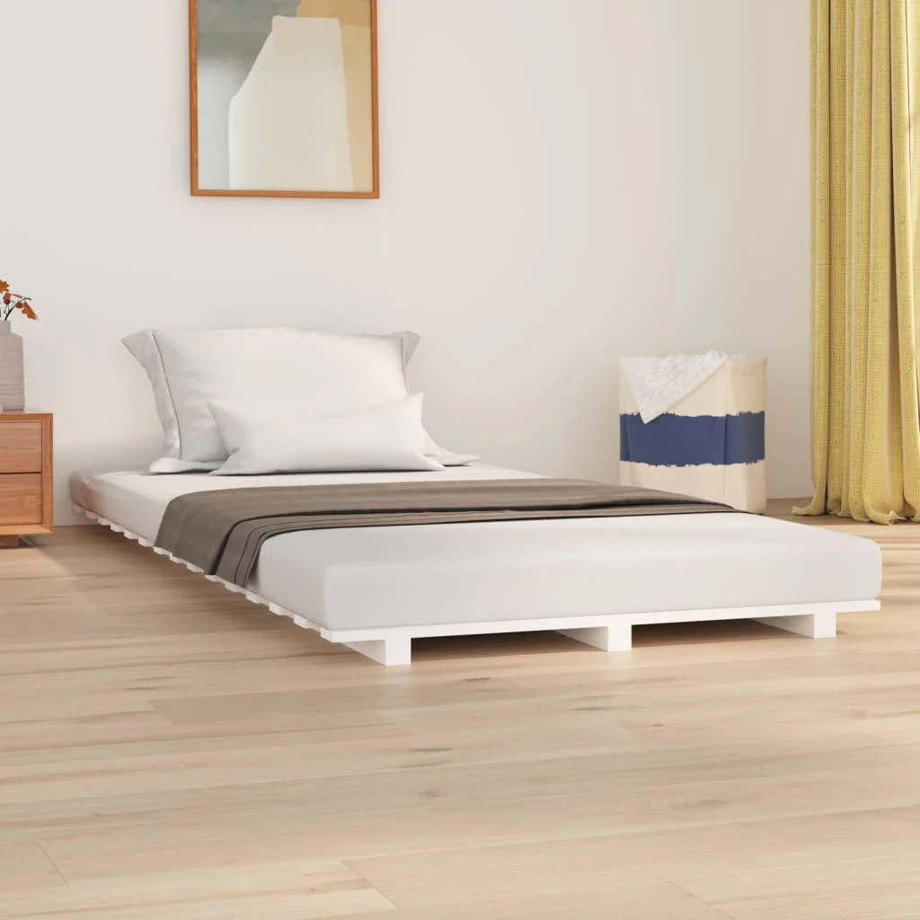sengeramme 100x200 cm massivt fyrretræ hvid